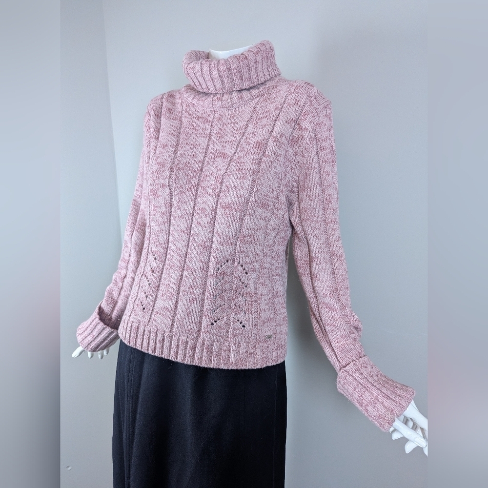 Vintage Point Zero Pink Chunky Knit Turtleneck Sweater XL